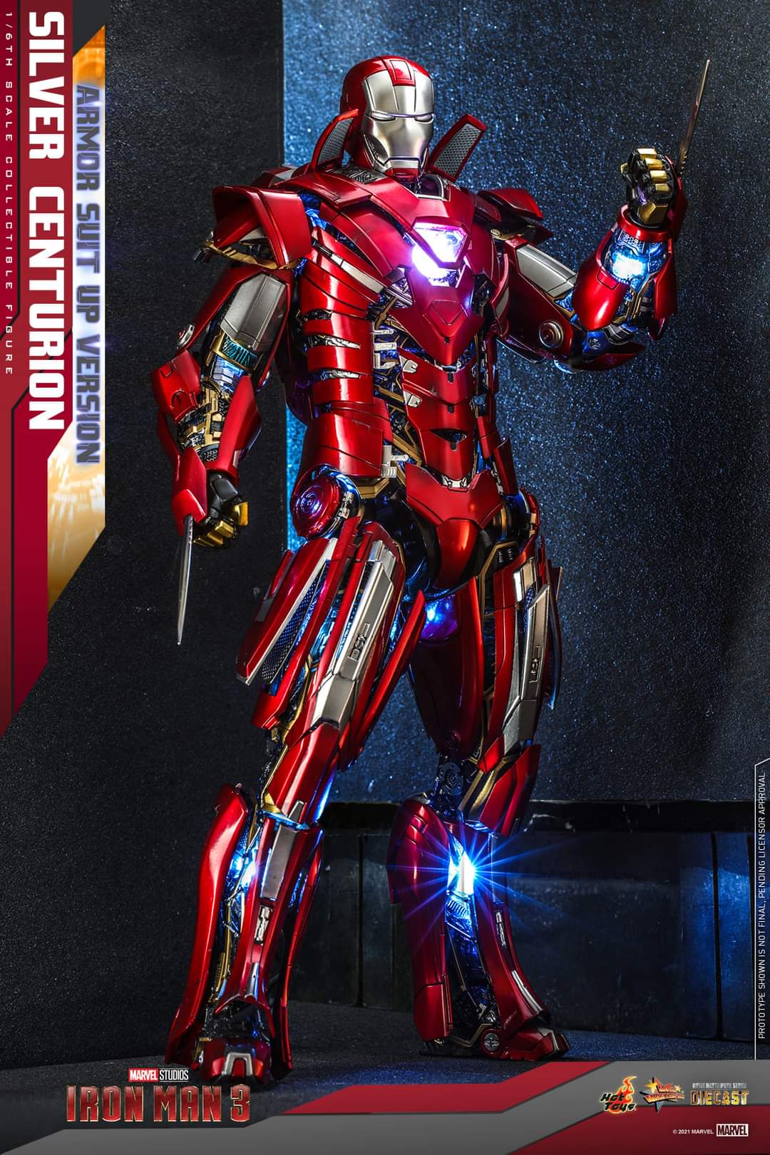 Hot Toys Silver Centurion Armor Suit Up Version Sixth Scale Figure Iron Man Collectible