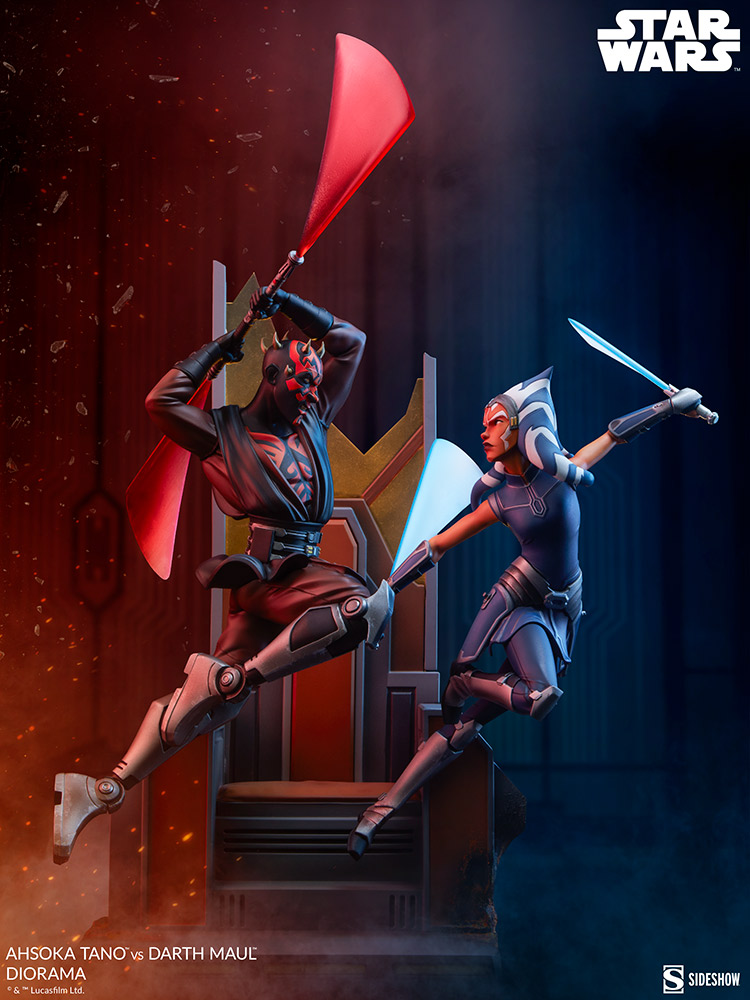 The Clone Wars Ahsoka Tano vs Darth Maul Statue Limited Diorama