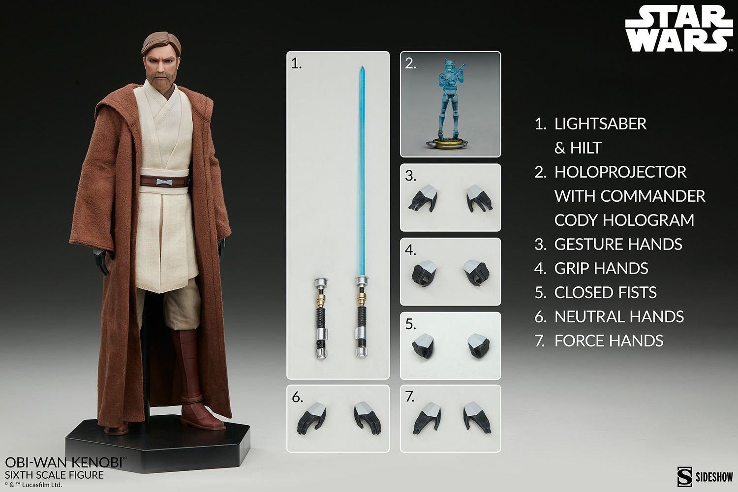 obi wan kenobi sixth scale figure star wars gallery c e d