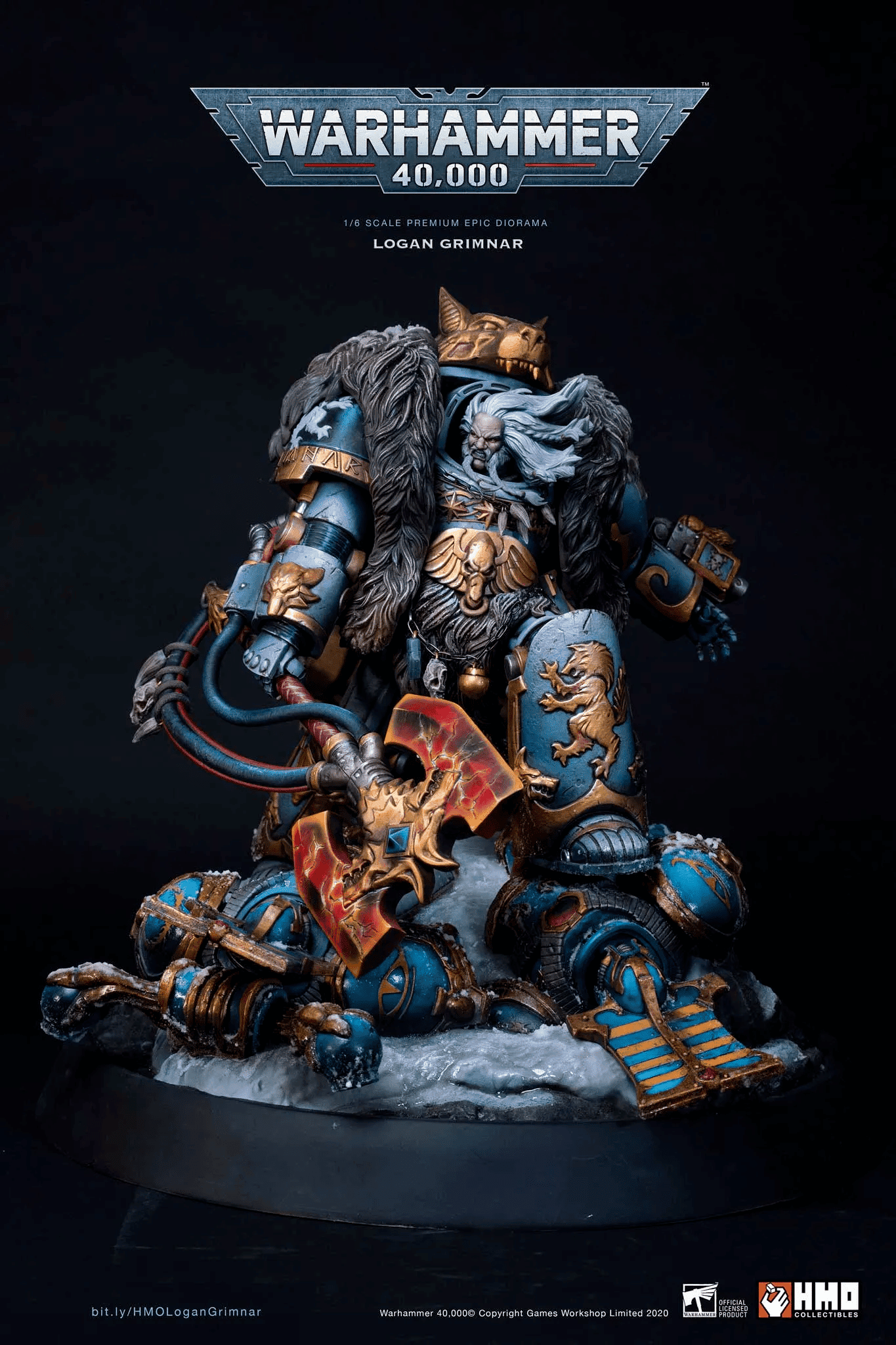 HMO-LoganGrimnar-001 HMO Warhammer Logan Grimnar Statue Diorama